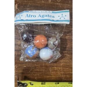 Vintage Factory Sealed Atro Agates Polished Shooter Marble Play Set